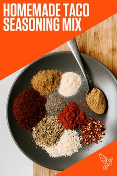 the ingredients for homemade taco seasoning mix on a plate