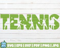 tennis player svg cut file for cricut and silhouettes, with the word tennis on it