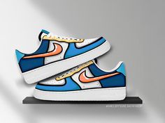 Custom Cartoon Bold Blue Shaded Nike Air Force 1 - Etsy South Korea Blue Custom Sneakers For Streetwear, Custom Blue Sneakers For Streetwear, Custom Blue Low-top Sneakers, Blue Low-top Custom Sneakers, Custom Blue Sneakers, Custom Blue Sports Sneakers, Custom Blue Sneakers For Sports, Blue Custom Artwork Sneakers, Blue Custom Artwork High-top Sneakers