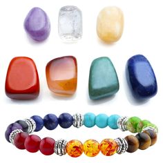 PRICES MAY VARY. Healing Crystals - Includes the healing crystals stones: Amethyst(Crown Chakra),Clear Crystal(Third-eye Chakra),Lapis Lazuli(Throat Chakra),Green Aventurine(Heart Chakra),Yellow Jade(Solar Plexus),Carnelian(Sacral Chakra),Red Jasper(Root Chakra) Set of 7 chakra meditation chakra stones.Use for reiki, healing, meditation, chakra balancing, or ritual. Can also be used in conjunction with a chakra wand. 7 Chakra Bracelet Material: Amethyst, Blue Turquoise, Imperial Jasper, Dyed Lap 7 Chakra Bracelet, Yoga Balance, Meditation Bracelet, Palm Stones, Chakra Healing Crystals, Reiki Healing Crystals, Crystal Healing Bracelets, 7 Chakra, Chakra Bracelet