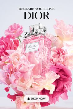 White Rose Perfume, Dior Beauty Photography, Miss Dior Poster, Perfume Poster, Pink Perfume Bottle, Perfume Ads, Fashion Poster Design, Perfume Bottle Design