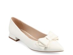 Journee Collection Ophelia Flat - Free Shipping | DSW Formal White Medium Width Flats, White Slip-on Flats For Formal Occasions, Formal White Slip-on Flats, Elegant White Pointed Toe Flats For Wedding, White Medium Width Slip-on Flats, Pointed Toe Flats, Sleek Fashion, Journee Collection, Wedding Looks