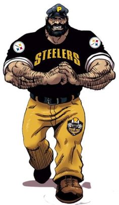 a drawing of a football player with his hands on his hips and the words pittsburgh