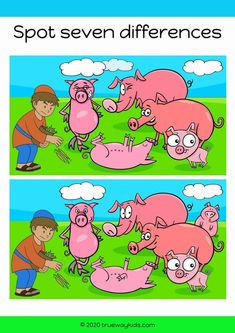 two cartoon pigs playing with each other in the grass, and one pig is trying to bite