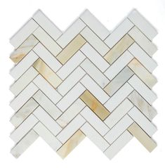 Herringbone Sunrise Polished Marble Mosaic Tile-Marble Mosaic-American Tile Depot Shower Floors, Calacatta Gold Marble, Shower Walls, Calacatta Gold, Marble Mosaic Tiles, White Onyx, Marble Surface, Natural Stone Tile, Interior Floor