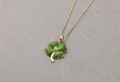 This Four Leaf Clover Necklace and chain are 14k Solid GOLD ( not filled or plated).  Solid Gold Four Leaf Clover Pendant in 14k Gold, Rose Gold, White Gold. All our gold necklaces are suitable for all kinds of clothing and add a great sparkle to your wardrobe. Each gold clover necklace is made to Yellow Gold Necklaces With Polished Enamel Finish, Elegant Enamel Necklaces With Polished Finish, Anniversary Yellow Gold Enamel Necklace, Anniversary Pendant Necklace In Enamel, White Gold Hallmarked Enamel Necklaces, Elegant Rose Gold Enamel Necklaces, Elegant Enamel Necklace With Adjustable Chain, Elegant Enamel Necklace With Hallmark, Elegant Rose Gold Enamel Necklace