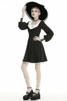 Valentine's Day Outfits Gothic Mini Dress For Fall Cosplay, Black Gothic Mini Dress Costume, Gothic Mini Dress For Winter Costume Party, Emo Fitted Long Sleeve Dress, Black Long Sleeve Mini Dress For Costume Party, Gothic Long Sleeve Winter Mini Dress, Gothic Mini Dress For Costume Party In Fall, Gothic Long Sleeve Mini Dress For Winter, Gothic Long Sleeve Mini Dress For Fall