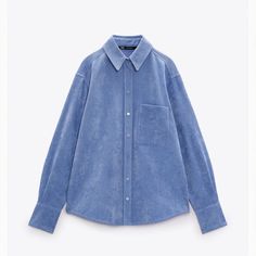 Brand New With Tags Blue Corduroy Shirt Zara Poplin Shirt, Red Flannel Shirt, Flowy Shirt, Corduroy Shirt, Zara Shirt, Satin Shirt, Denim Button Down, Basic Shirts, Poplin Shirt