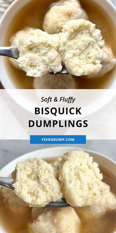 two bowls filled with dumplings on top of a table