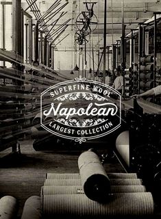 an old black and white photo of some type of machinery in a factory with the name napolean on it