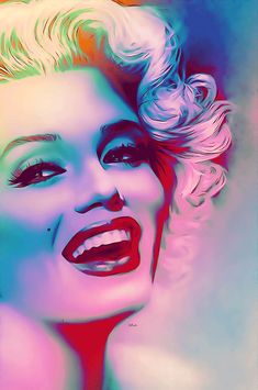 a marilyn monroe portrait painted in neon colors