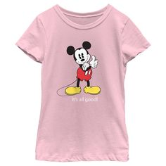 Brighten up your little one's wardrobe with the charming Mickey & Friends "It's All Good" T-Shirt in light pink. This delightful tee is perfect for any young Disney enthusiast.

- Size: X-Small
- Color: Light Pink
- Material: Cotton blend
- Gender: Female
- Age Group: Kids

Featuring a retro-inspired graphic of Mickey Mouse giving a thumbs up and the cheerful message "It's all good," this t-shirt is a must-have for visits to Disney parks or everyday fun. Officially licensed, it ensures authentic Disney Pink Minnie Mouse T-shirt, Pink Minnie Mouse T-shirt For Disney Fan Events, Pink Mickey Mouse Cotton T-shirt, Pink Cotton Mickey Mouse T-shirt, Pink Mickey Mouse T-shirt For Disney Events, Playful Pink Mickey Mouse T-shirt, Pink Mickey Mouse T-shirt With Crew Neck, Pink Mickey Mouse Crew Neck Top, Pink Mickey Mouse Crew Neck T-shirt