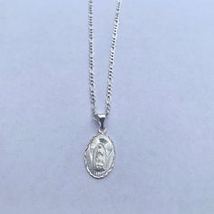 Sterling Silver Necklace 925 Stamped Length 16” Width 2mm Figaro Style Chain New Item - Sterling Silver Charm Virgin Mary Pendant 925 Virgen De Guadalupe Dije Y Cadena De Nio O Para Mujer - Cadena Corta De Mujer Mide 16 Pulgadas Silver Virgin Mary Necklace, Jesus Necklace, Virgin Mary Pendant, Akoya Pearl Necklace, Virgin Mary Necklace, Figaro Necklace, Pineapple Necklace, Boho Statement Necklace, Evil Eye Necklace Gold