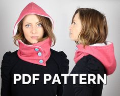 two women wearing hoods and scarves with text over them that reads, free pattern