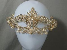 Gold rhinestone mask gold crystal mask gold bridal mask | Etsy Gold Carnival Masquerade Eye Mask, Gold Formal Masks For Carnival, Gold Masks For Formal Carnival Occasions, Gold Masks For Carnival And Formal Events, Wedding Masquerade Mask With Rhinestones, Gold Mask For Mardi Gras Evening, Gold Masks For Mardi Gras Evening, Gold Masks For Mardi Gras Evening Events, Gold Masks For Evening Carnival