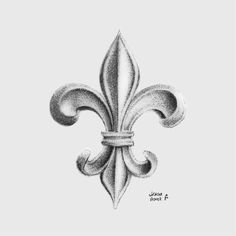 a black and white drawing of a fleur de lis