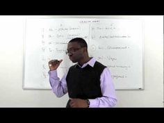 a man standing in front of a whiteboard with writing on it and pointing to the side