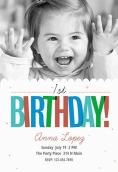 1st Birthday Invitation Template, 1st Birthday Photo, First Birthday Cards, Template Birthday, Greetings Island, 1st Birthday Party Invitations, Photo Birthday Invitations, 1st Birthday Photos, 1st Birthday Invitation