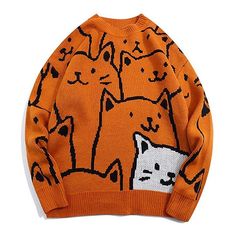 Don't just be a 'good' cartoon cat. Be the outstanding one! This Cartoon Cat Sweatshirt is the outstanding one! Stand out from the crowd with this unique, stylish design. This sweatshirt will show everyone you have your own sense of style and flair. Made from soft, comfortable cotton, it's perfect for keeping you warm on chilly days or layering with other pieces for a trendy look no matter what occasion. Size chart: *1cm=0.4 inch *1kg=2.2 ibs Cat Sweater Women, Harajuku Sweater, Japanese Sweater, Woman Sweaters, Kitten Sweater, Teacher Fits, Winter Cartoon, Cat Sweater, Japanese Harajuku