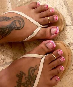 Nails And Tattoos, Pink Toe Nails, Hard Nails