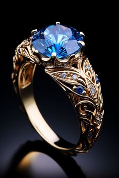 Blue Stone Wedding Rings, Wedding Ring Aesthetic, Wedding Ring Gold, Ring Aesthetic, Stone Wedding Ring, Rich Luxury, Fantasy Ring, Unique Wedding Ring, Dior Earrings