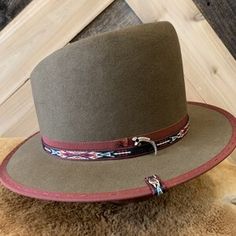 Hawk Medicine — Flight of Fancy Designs Luxury Brown Hat For Fall, Luxury Fitted Brown Hat, Brown Wool Hat Band For Western-themed Events, Southwestern Brown Felt Hat With Curved Brim, Brown Southwestern Felt Hat With Curved Brim, Brown Fur Felt Hat Bands For Western-themed Events, Luxury Brown Fur Felt Hat, Luxury Brown Fedora Hat, Artisan Felt Hat For Rodeo In Winter