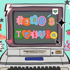 an old computer with the words leo's travila on it and stars around it