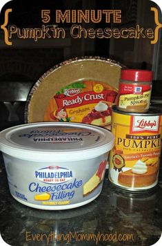 the ingredients for pumpkin cheesecake are shown here