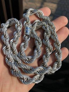 Men's custom handmade rope chain  40-60ct VVS Man Made Diamonds (can't tell the difference from natural diamonds without a microscope)     16-30" long  9mm thick  100-140 grams (depending on length) HEAVY!!!  Solid  Marked 925     This piece is entirely hand made and tales roughly 30 hours to make. Over 3000 stones that were all set by hand!!!     You truly have to see it to appreciate the piece     Sterling silver...not plated or filled...SOLID SILVER  Won't change c 10k Gold Chain, Red Stone Ring, Solitaire Pendant Necklace, Diamond Choker, Man Made Diamonds, Modern Necklaces, Sterling Silver Mens