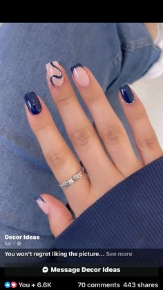 Blue and swirl designed Autumn Nails, Swirl Design, Swirl, Nails, Blue, Design