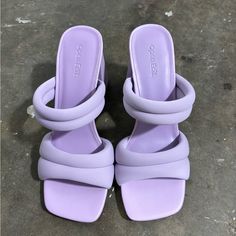 Bought From Nordstrom For A Wedding But Never Wore Purple Sculpted Heel For Spring, Lavender Open Toe Heels For Formal Occasions, Purple Heels For Spring Wedding, Lavender Round Toe Heels For Spring, Purple Open Toe Sandals With Padded Heel, Lavender Open Toe Heels For Evening, Purple Wedding Heels For Spring, Purple Summer Wedding Heels, Purple Open Toe Heels With Sculpted Heel