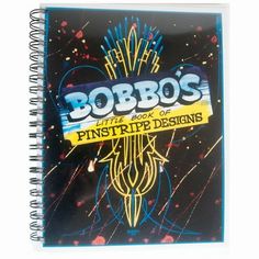 bobbos little book of pinstripe designs spiral bound notebook with blue cover and yellow ribbon