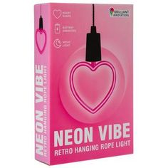 neon vibe refrigerating rope light in pink box with black wire and heart