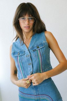 Rainbow Denim Vest — Prism Boutique Denim Vests, Denim Vest, Recycled Cotton, Coats Jackets, Shop Now, Rainbow, Boutique