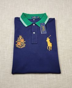 POLO Ralph Lauren Mesh Polo Shirt Big Pony Crest Logo Blue Gold Green Mens XLT BRAND NEW WITH TAGS COLOR: NAVY BLUE GOLD GREEN WHITE RED MEN'S SIZE XLT Chest: 25 inches across ( pit to pit ) Length: 34 inches ( shoulder to hem ) Inseam:Shipped with USPS Priority Mail except on weekends and holidays. * Please note, USPS is experiencing an increase in packages. Delivery times may take longer than normal. Blue Ralph Lauren Polo Shirt, Ralph Lauren Blue Polo Collar Shirt, Blue Cotton Ralph Lauren Polo Shirt, Ralph Lauren Blue Polo Shirt, Green White Red, Crest Logo, Fit Inspo, Fitness Inspo, Blue Gold