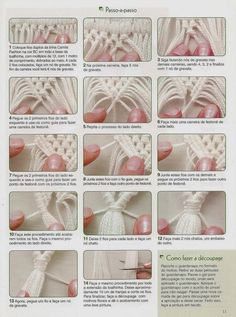 instructions to crochet the laces on an afghan shawl, in english and spanish