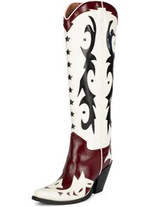 Jeffrey Campbell Womens Starwood Tall Western Boots - Snip Toe, Multi White Leather Boots For Western-themed Events, White Round Toe Heeled Boots For Western Events, White Snip Toe Heeled Boots For Rodeo, White Snip Toe Heeled Boots For Ranch, White Snip Toe Boots With Stacked Heel, White Boots With Stacked Heel And Snip Toe, White Pointed Toe Boots For Western-themed Events, White Snip Toe Heeled Boots, Tall Western Boots