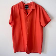 | Large ‘Booman’ Dressy Short Sleeve Button Down | Coral | Never Worn | Fitted Shirt With Button Closure For Vacation, Summer Day Out Shirt With Button Closure, Classic Summer Shirt With Back Button Closure, Fitted Summer Shirt With Snap Buttons, Fitted Summer Shirt With Button Closure, Orange Shirt For Summer Day Out, Retro Summer Shirt With Snap Buttons, Summer Shirt With Snap Buttons And Collar, Summer Collared Shirt With Snap Buttons