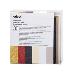 the box contains three different types of cricut paper, one with gold and black glitter