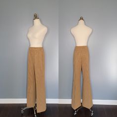 "These 1960s houndstooth pants are FABULOUS! The fabric is a thick polyester in beautiful tan and brown houndstooth print. The wide leg style is so chic! They have an elastic waistband and are unlined.  Condition: PRISTINE vintage condition! Please view all pictures carefully as all vintage items are sold as is. Label: Pykettes Label Size: None (Please view detailed measurements). Measurements: Waist: 30\" Hips: 42\" Length: 42\" For more vintage and handmade women's and children's clothing please visit my shop: www.etsy.com/shop/WhimsyFair Thanks for visiting Whimsy Fair" Brown Houndstooth Bottoms For Workwear, Brown Houndstooth Bottoms For Work, Brown Clothes, Animal Print Maxi Dresses, Houndstooth Pants, Womens Trousers, Brown Outfit, 60s Mod, Womens Pants