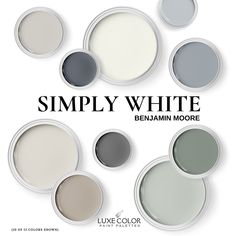 six different shades of paint with the words simply white