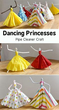 the instructions for how to make a paper princess dress with string and yarn on it