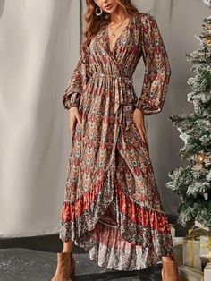 Product Name: Women's Bohemian Dress V-Neck Long Sleeve Big Swing Floral Maxi Dress Item NO.: 20302681 Weight: 0.3 kg = 0.6614 lb = 10.5822 oz Category: Clothing> Women> Dresses & Skirts Creation Time: 2022-10-23 Product Name:Women's Bohemian Dress V-Neck Long Sleeve Big Swing Floral Maxi Dress Edition type:LooseElasticity:Mirco-ElasticityHem Type: Regular HemCollar/Neckline:V-NECKSleeve:Long SleeveThickness:Mid-weightDesign Elements:Floral PrintStyle: Holiday/Beach/Photo ShootsMaterial:Cotton B Bohemian Print Dress, Silhouette Cake, Mode Prints, Floral Dress Outfits, Boho Print Dress, Long Sleeve Chiffon Dress, Big Floral, Cake Skirt, Loose Maxi Dress