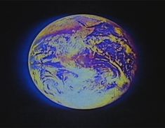 an image of the earth taken from space showing blue and yellow colors on its surface