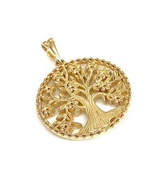 Gold Round Tree of Life Pendant, Tree of Life Necklace Pendant, 14k Yellow Gold. The Tree is a symbol of life and truth. Size: Height: 21.5 mm Width: 21.5 mm IMPORTANT: Import duties may apply Notice: Please provide your phone number in the notes section of your order for shipping. Yellow Gold Tree Of Life Pendant Jewelry, Tree Of Life Round Pendant Jewelry For Anniversary, 14k Gold Tree Of Life Pendant Jewelry, Symbolic Gold Jewelry With Tree Of Life, 14k Yellow Gold Tree Of Life Jewelry, Gold Tree Of Life, Pomegranate Jewelry, Symbol Of Life, Gold Hamsa