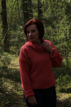 This pink sweater is knitted by hand from 100% alpaca wool . This wool doesn't irritate skin ,it's soft and warm. This sweater will prepare women ,girls and seniors. Size L: Eu - 42 , UK - 14 , US - 10 Bust - 98/102 cm Waist - 76/80 cm Hips - 104/108 cm Care : Hand wash ,max 30 degrees. Don't use too much detergent . Wash with inside out. Don't let the garment soak. Don't use fabric softener. Let it dry flat. If You  have any questions ,do not hesitate to ask. Long Sleeve Merino Wool Top, Textured Knit Wool Tops, Fall Turtleneck Polo Sweater, Textured Knit Long Sleeve Polo Sweater, Long Sleeve Merino Wool Polo Sweater, Sweater Wool, Alpaca Sweater, Woman Dress, Women Sweater