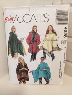 the sewing pattern is for women's capes and ponchles