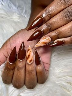 Brown Marble Nails, Kiwi Nails, Nail Ideas For Fall, Almond Nail Ideas, Pretty Nail Colors, Winter Manicure, Spring Nail Trends, Dirty Thirty