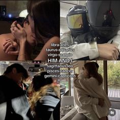 the collage shows two people kissing in front of a robot and another person wearing a helmet