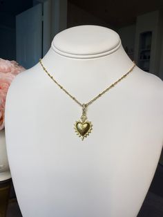 A beautiful 14k gold/white gold filled sacred heart pendant on a 14k gold filled satellite chain. Choose a custom length. All Lengths come with 2 inch extender chain. Featuring cubic zirconia pave detailing on the bail.Looks great both by itself and/or layered with other necklaces. Sacred Heart Necklace, Pretty Accessories, Catholic Jewelry, Jewelry Inspo, Sacred Heart, Heart Jewelry, Ring Bracelet, Heart Necklace, Shop Necklaces